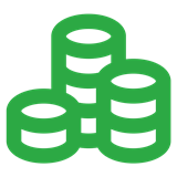 Staplade mynt i tre högar